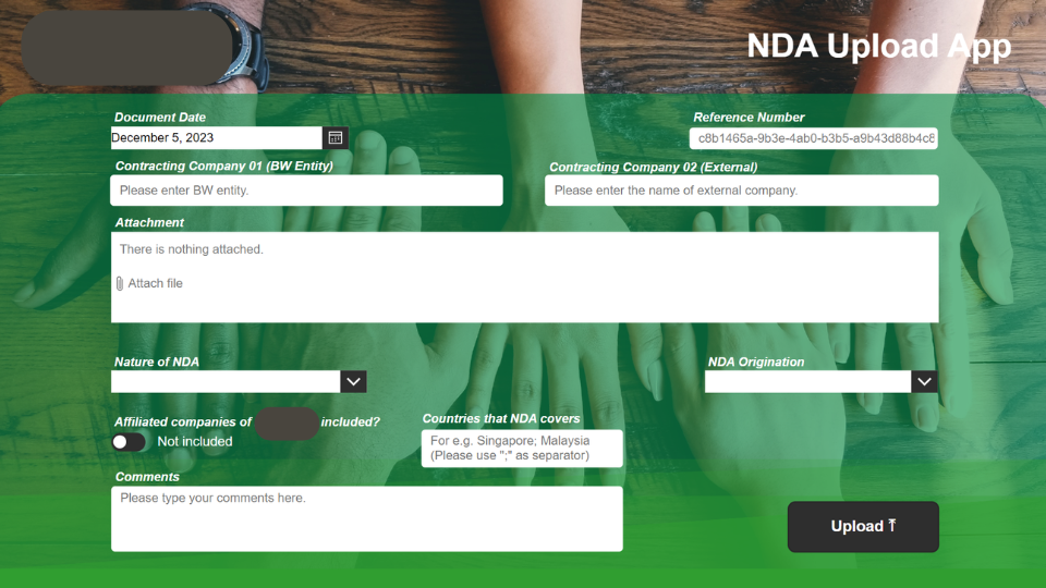 Image of NDA User Input